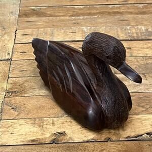 Vintage Hand Carved Ironwood Duck Small 9 Inch Wood Figurine
